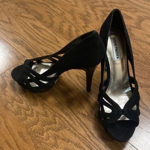 NWT Steve Madden Loyyall Black Mult, Size 8, suede heels, with box